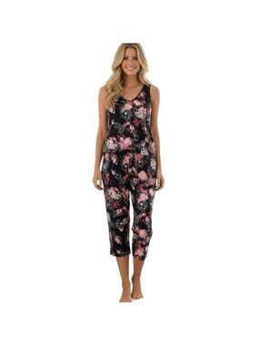 Apt. 9 Intimates Size L Pajama Set Roses with Cropped Pants Some wash-wear